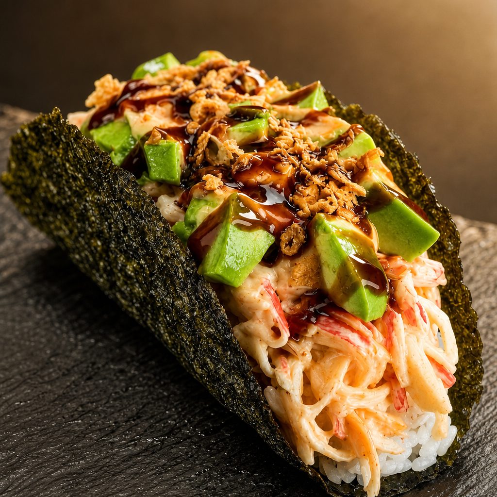 Spicy Crab Sushi Taco.